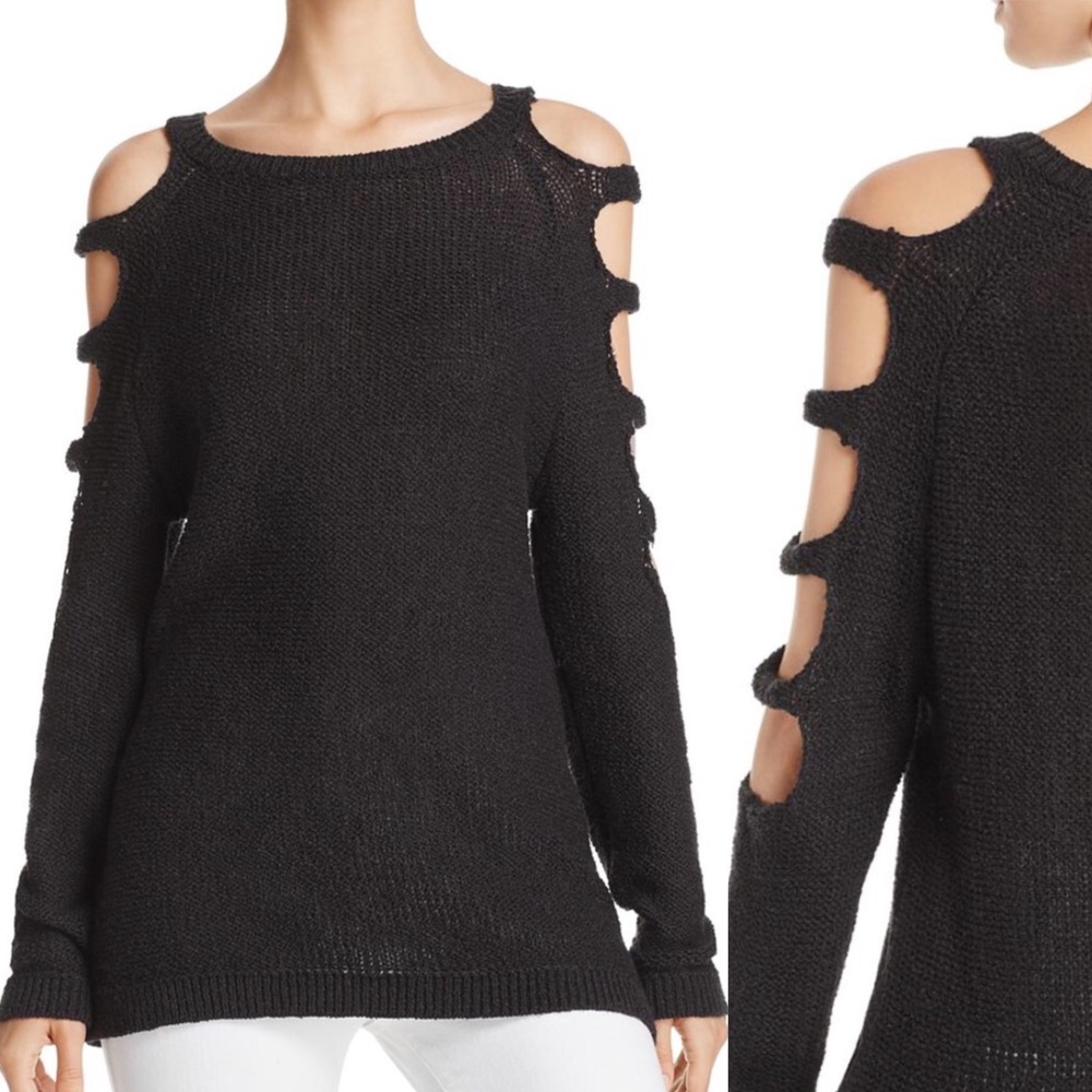 Banjara Black Cold Shoulder Cut-Out Sweater